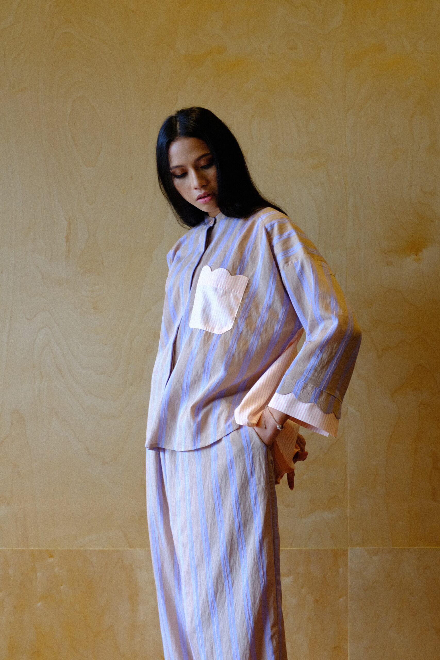 Scallop Edit Shirt in Latte Pink - Image 3