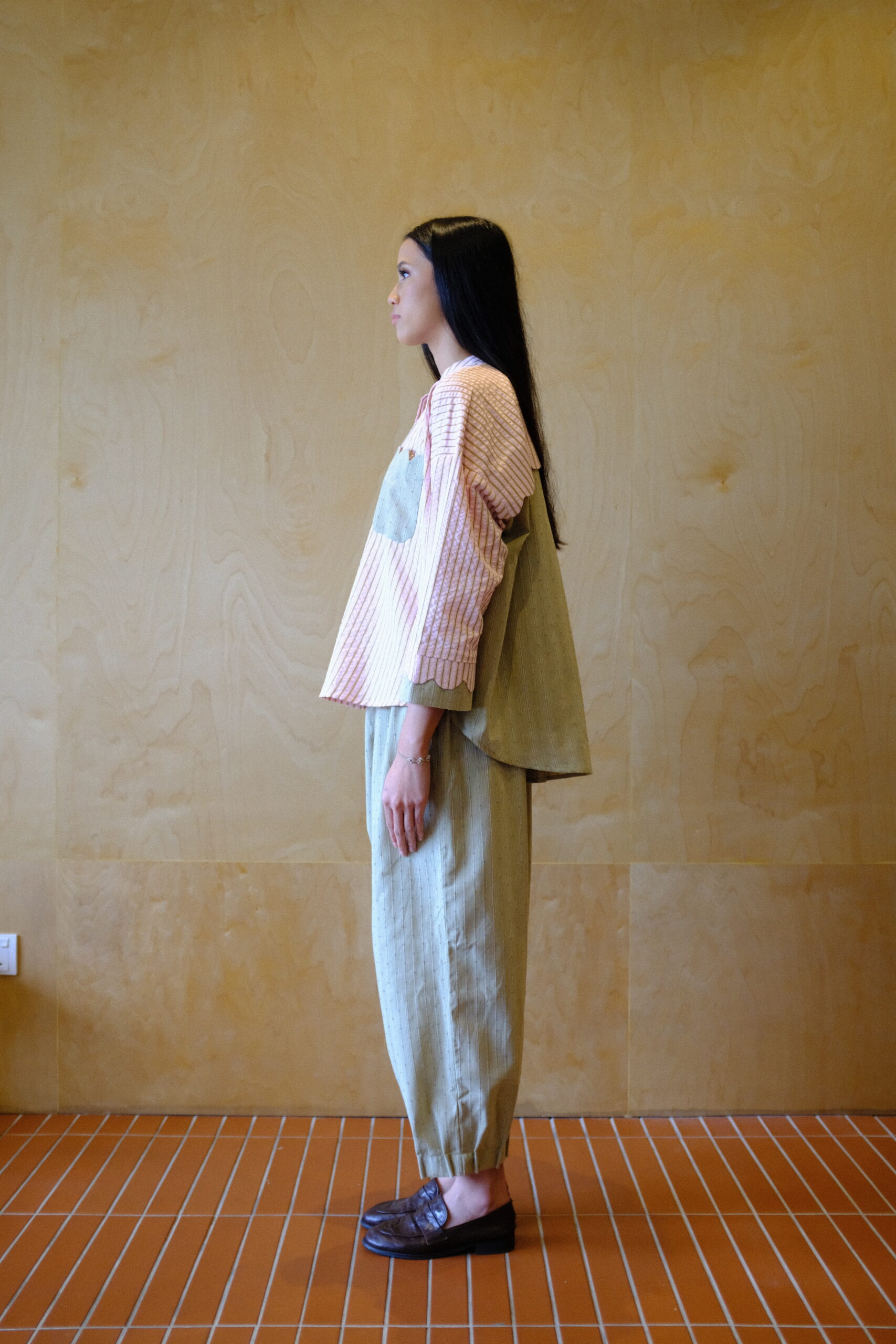 Scallop Edit Pants in Matcha Strawberry - Image 3