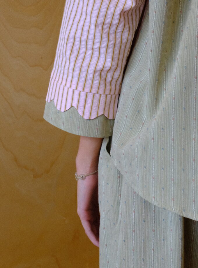 Scallop Edit Shirt in Matcha Strawberry