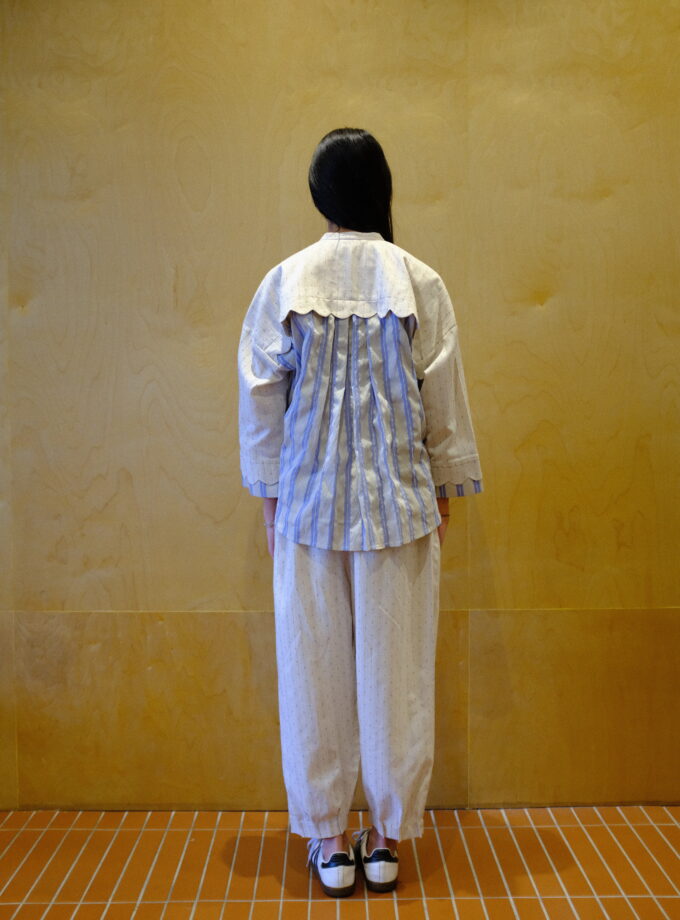 Scallop Edit Shirt in Vanilla Blueberry