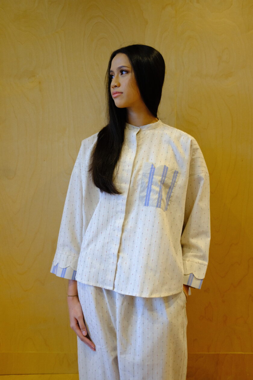 Scallop Edit Shirt in Vanilla Blueberry