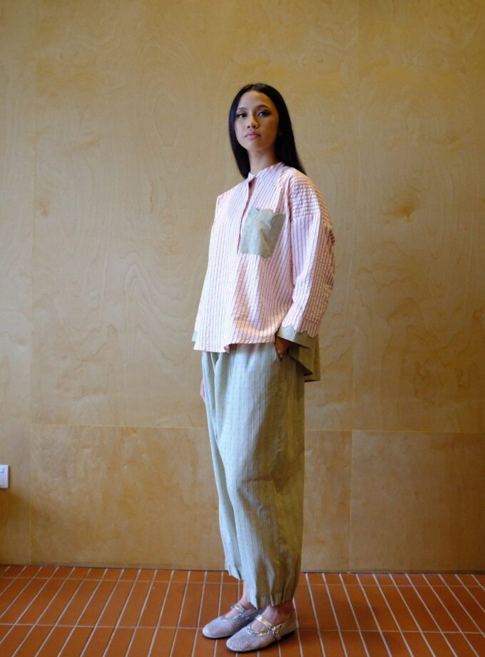 Scallop Edit Pants in Matcha Strawberry