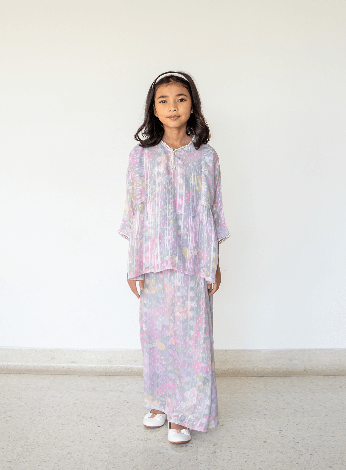 Paloma Kurung Kedah Girls in Dusty Grey