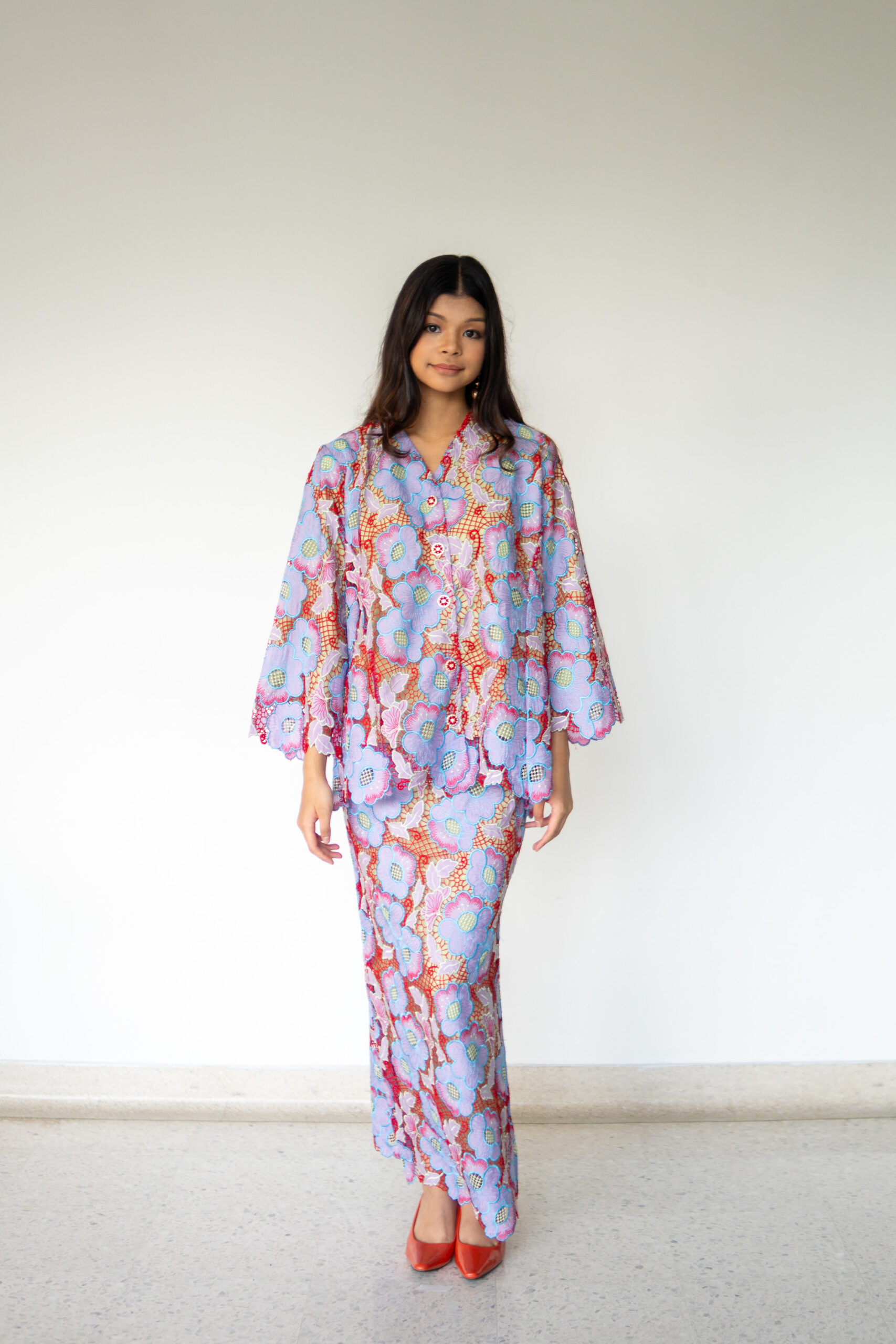 Summer Lace Kurung in Cherry Blue