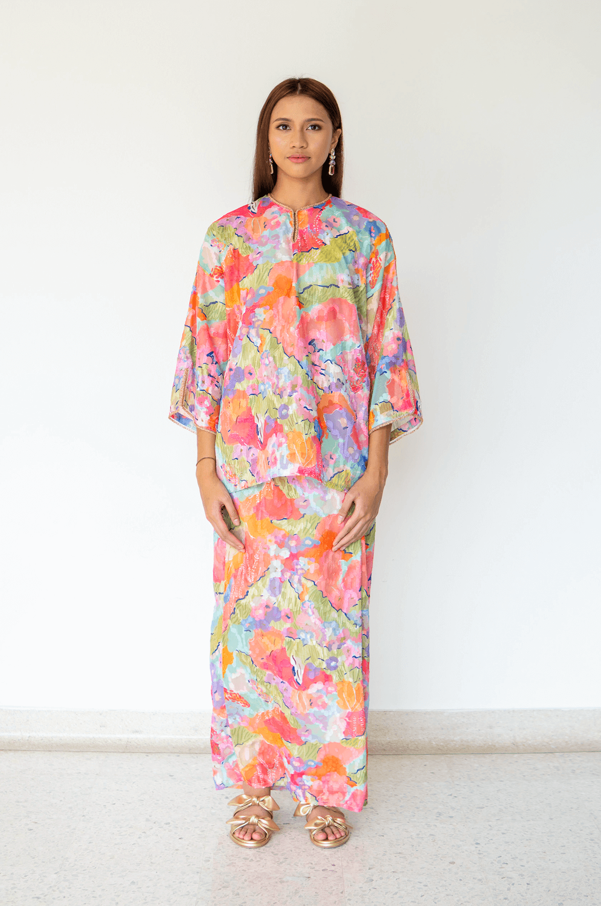 Paloma Kurung Kedah Women in Tangerine