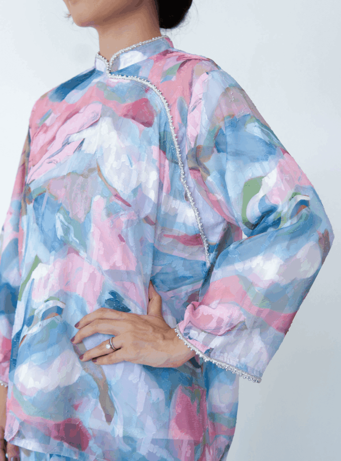 Lucy Women Set in Abstract Blue (Pre- Order)