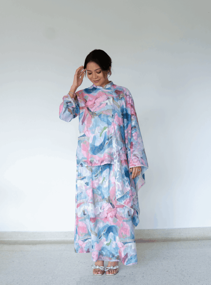 Lucy Women Set in Abstract Blue (Pre- Order)