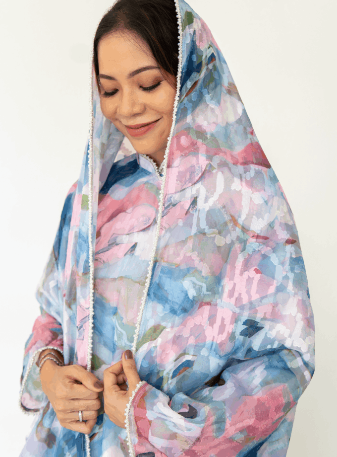 Lucy Scarves in Abstract Blue (Pre-Order)