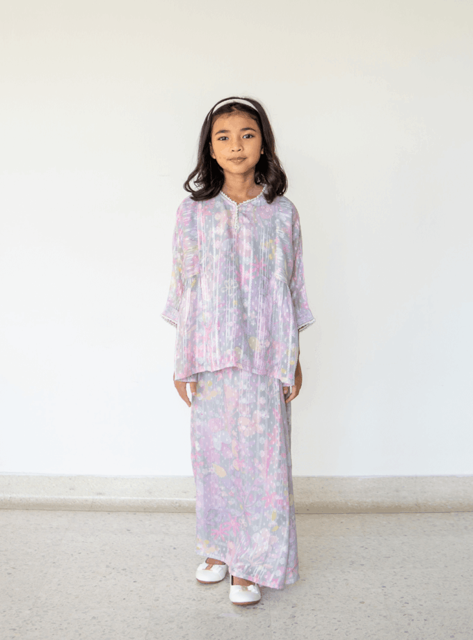 Paloma Kurung Kedah Girls in Dusty Grey