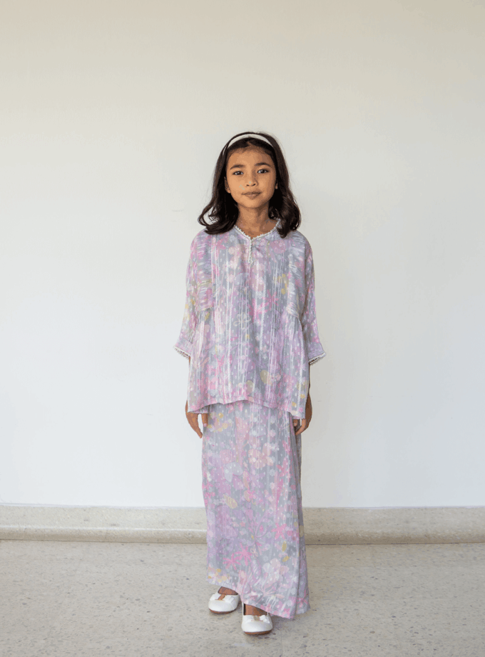 Paloma Kurung Kedah Girls in Dusty Grey
