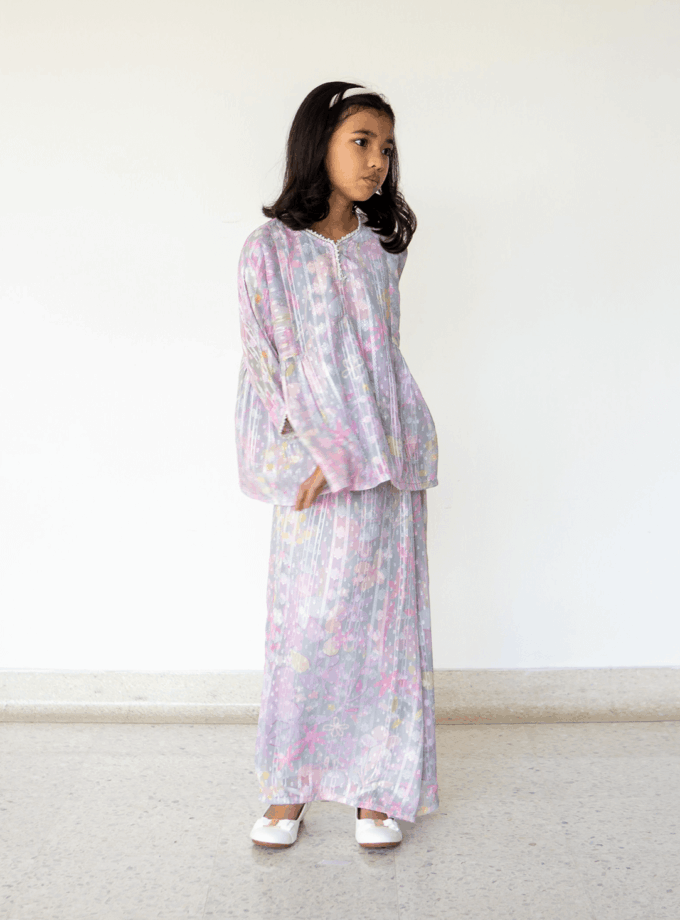 Paloma Kurung Kedah Girls in Dusty Grey