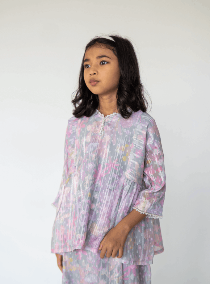 Paloma Kurung Kedah Girls in Dusty Grey