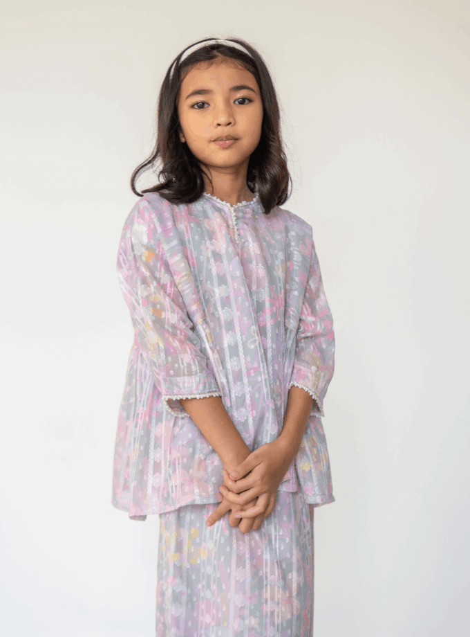 Paloma Kurung Kedah Girls in Dusty Grey