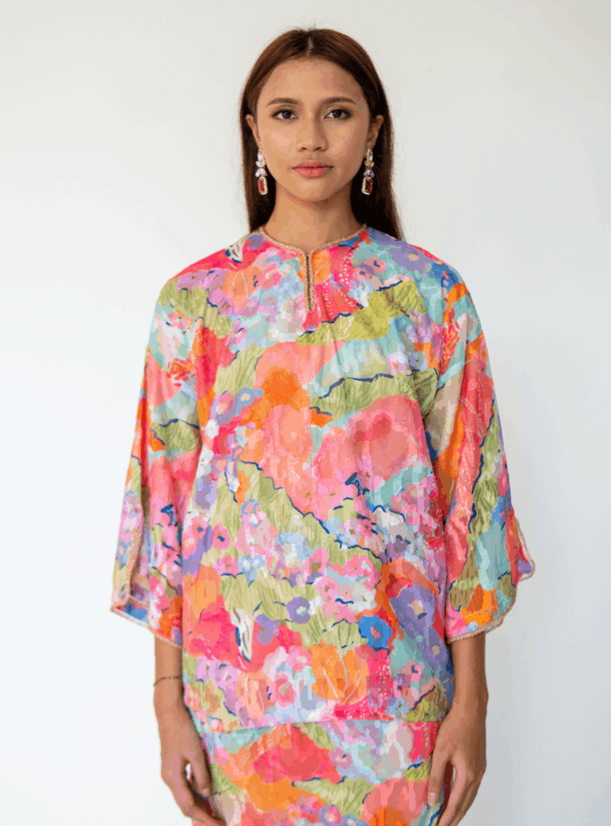 Paloma Kurung Kedah Women in Tangerine