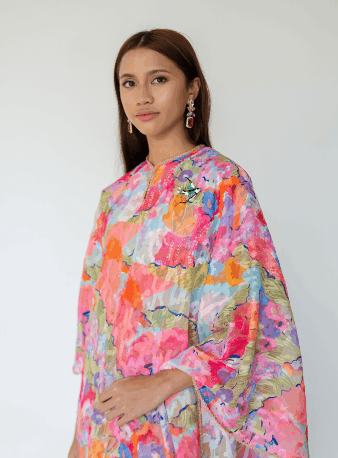 Paloma Kurung Kedah Women in Tangerine