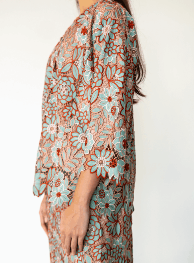 Summer Lace Kurung in Mocha Seafoam (PRE- ORDER)