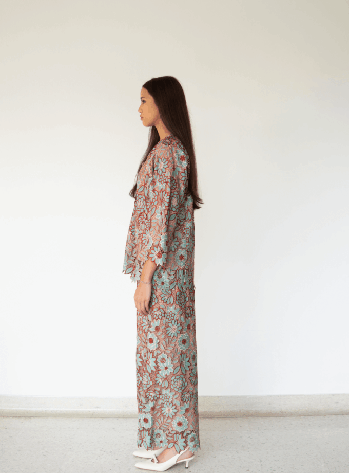 Summer Lace Kurung in Mocha Seafoam (PRE- ORDER)