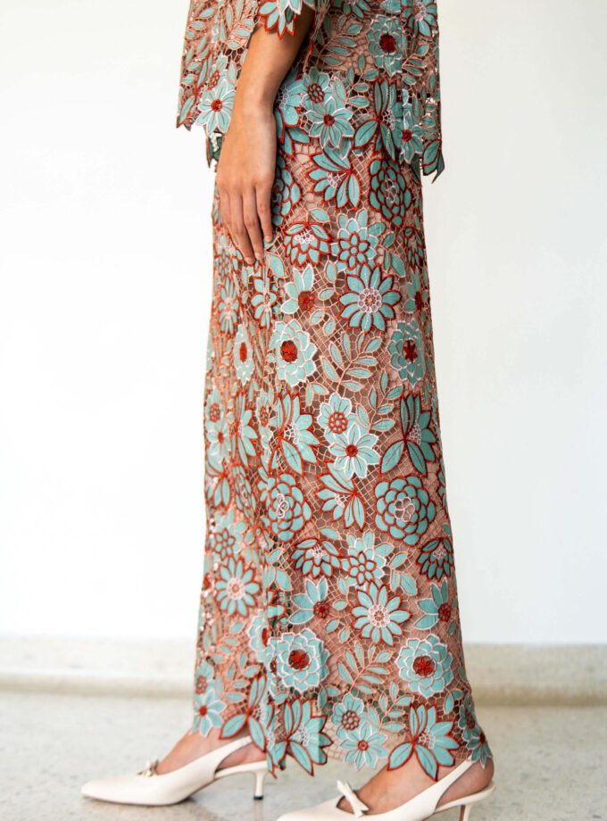 Summer Lace Kurung in Mocha Seafoam (PRE- ORDER)